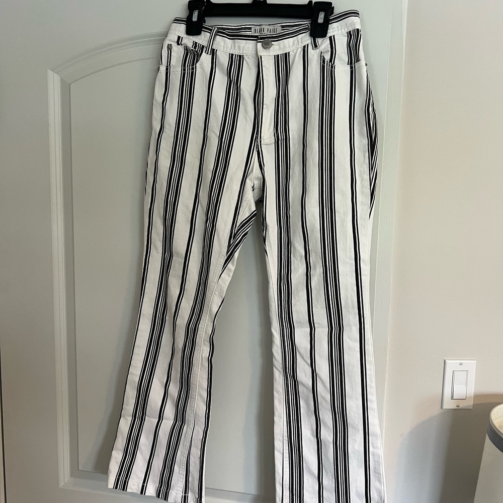 Striped Black and White flare jeans